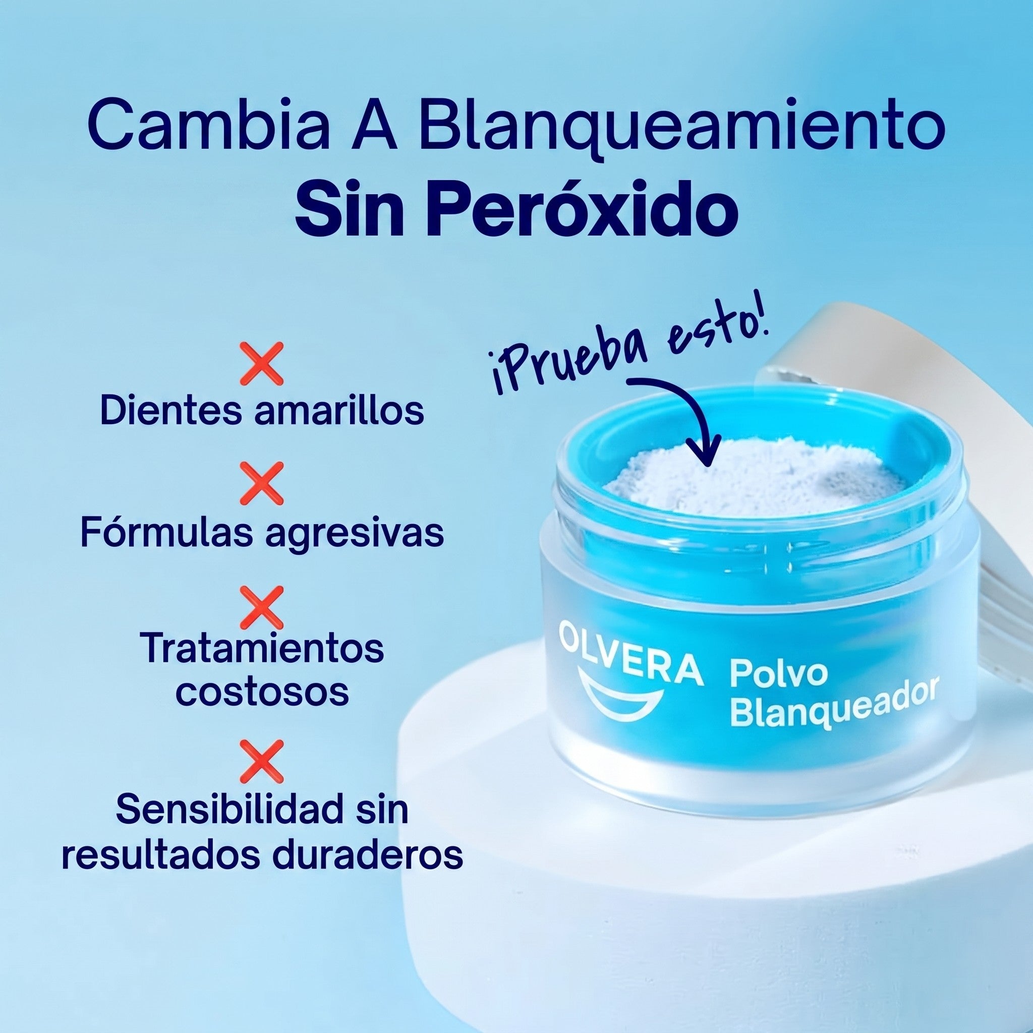 Polvo blanqueador dental aprobado por dentistas