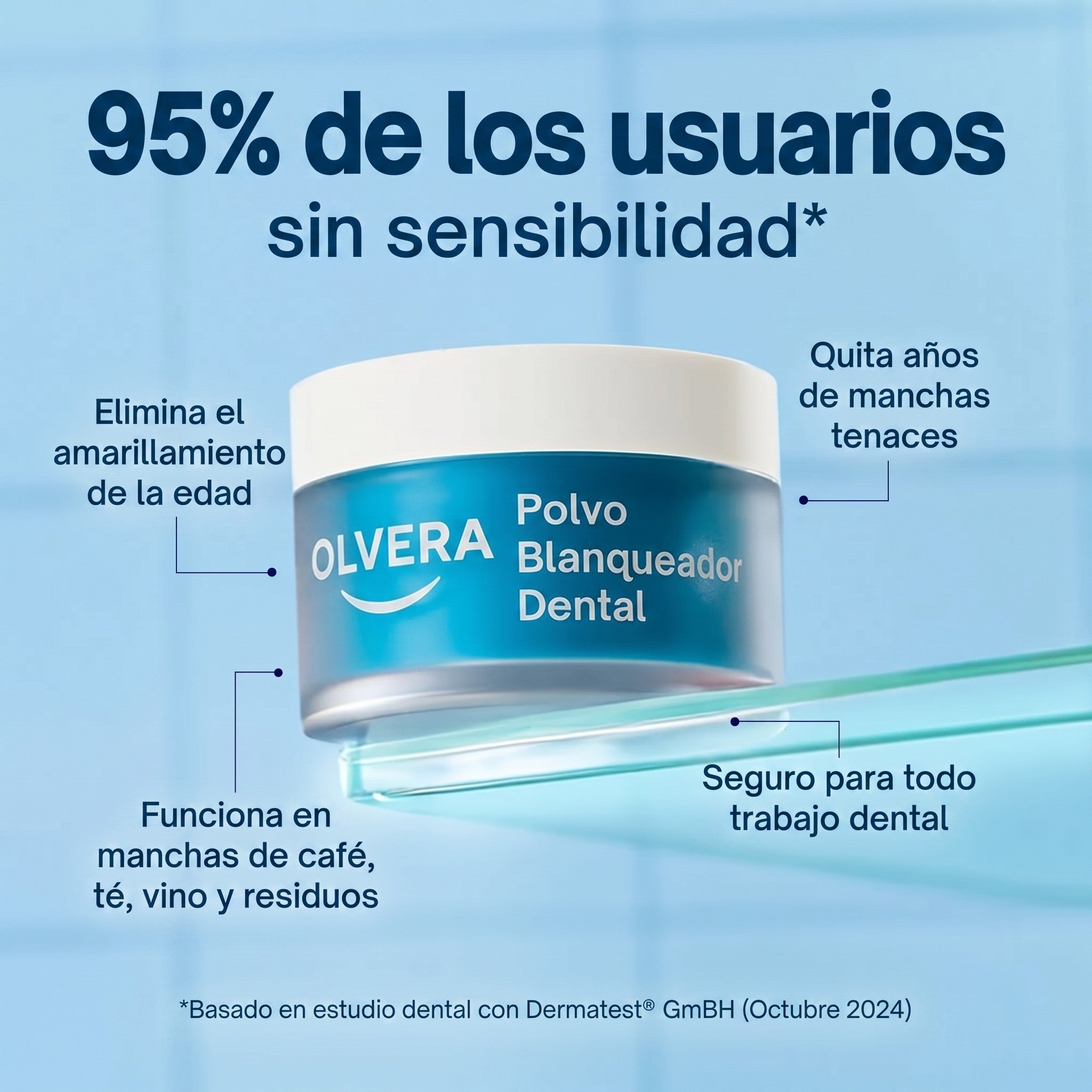 Polvo blanqueador dental aprobado por dentistas