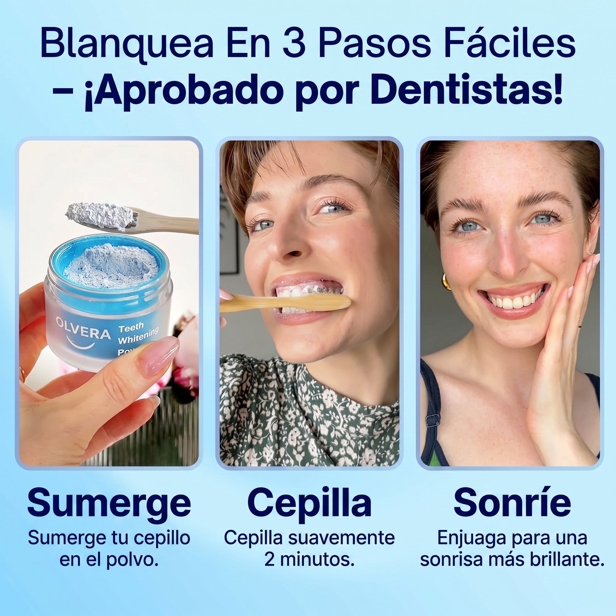 Polvo blanqueador dental aprobado por dentistas