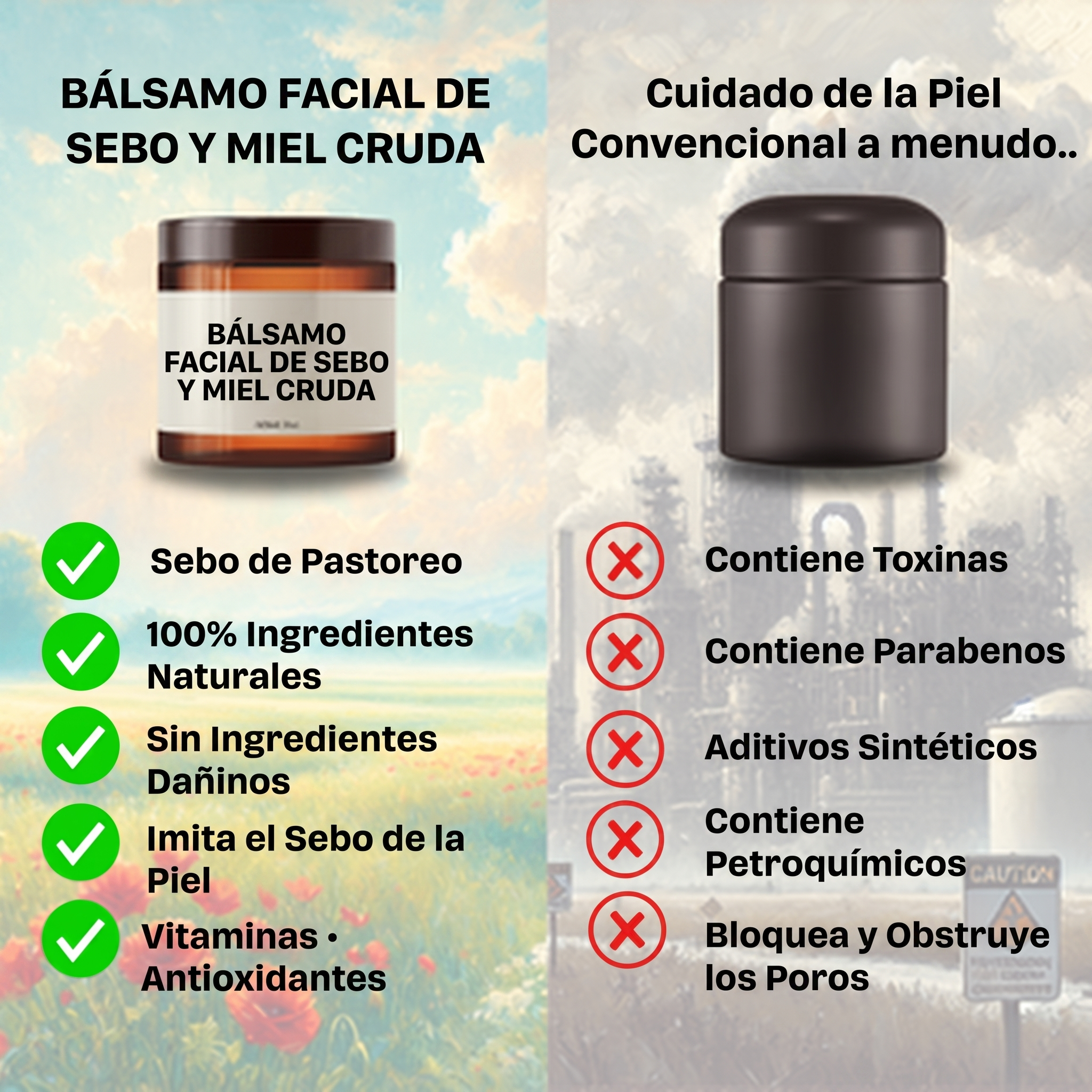 Bálsamo Facial de Sebo y Miel Cruda
